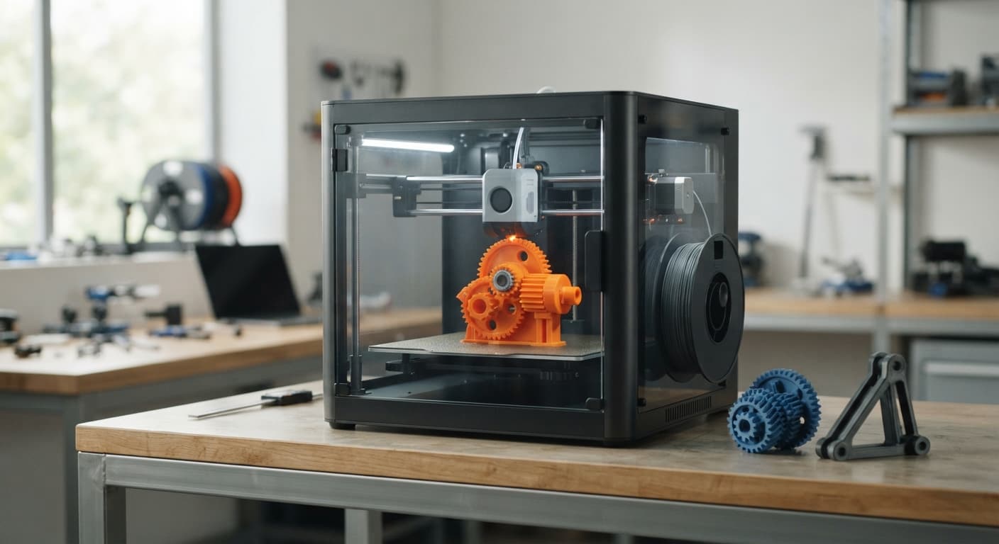 3D-принтер печатает деталь